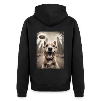 Chiens Selfie Vaisseau spatial extraterrestre drôle - Veste à capuche bio Premium Unisexe - noir - Dos - Nico (187cm)