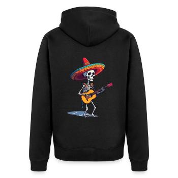 Guitariste squelette mariachi mexicain - Veste à capuche bio Premium Unisexe - noir - Dos - Nico (187cm)