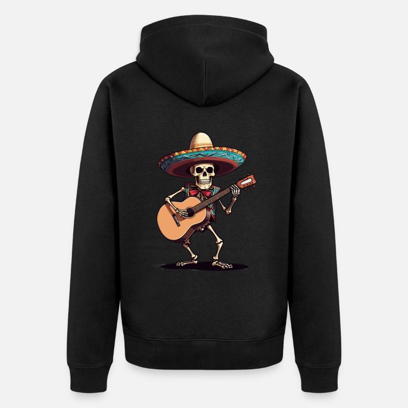 Guitariste squelette mariachi mexicain - Veste à capuche bio Premium Unisexe - noir
