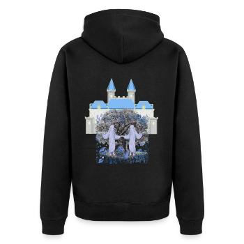 Schloss Burg Gespenster Geister Halloween Natur - Unisex Premium Bio Zip Hoodie - Schwarz - Hinten - Nico (187cm)