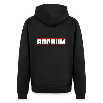 Bochum - Unisex Premium Bio Zip Hoodie - Schwarz - Hinten - Nico (187cm)