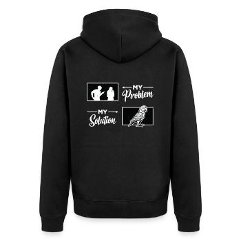 Amoureux des perroquets Mon problème Ma solution Pictogramme Maman - Veste à capuche bio Premium Unisexe - noir - Dos - Nico (187cm)