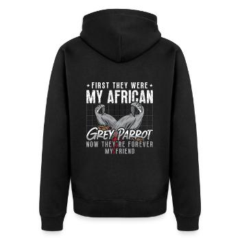 Gris africain d’abord, ils étaient mon propriétaire d’oiseau perroquet - Veste à capuche bio Premium Unisexe - noir - Dos - Nico (187cm)