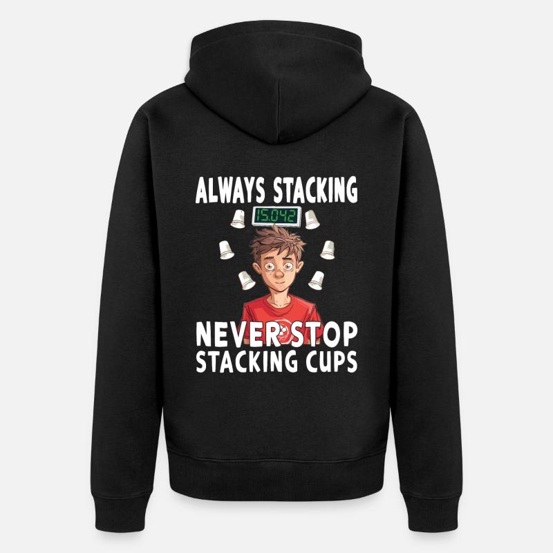 Stacking Cups Speed Stacker - Unisex Premium Organic Zip Hoodie - black