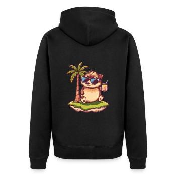 Hedgehog Summer Beach Holiday - Unisex Premium Organic Zip Hoodie - black - Back - Nico (187cm)