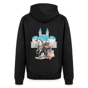 Château Licornes Chevaux Cheval Conte de fées Créature mythique - Veste à capuche bio Premium Unisexe - noir - Dos - Nico (187cm)
