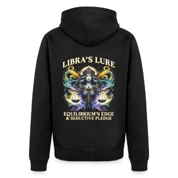 Horoskop Waage Libra's Lure - Unisex Premium Bio Zip Hoodie - Schwarz - Hinten - Nico (187cm)
