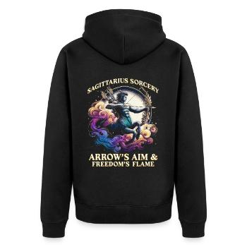Horoskop Schütze Sagittarius Sorcery - Unisex Premium Bio Zip Hoodie - Schwarz - Hinten - Nico (187cm)
