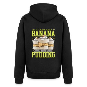 Bananenpudding Bananen Pudding Geschenk - Unisex Premium Bio Zip Hoodie - Schwarz - Hinten - Nico (187cm)
