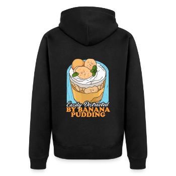 Bananenpudding Liebhaber Bananen Pudding Geschenk - Unisex Premium Bio Zip Hoodie - Schwarz - Hinten - Nico (187cm)