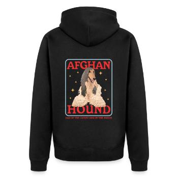 Afghanischer Windhund Dad Hundehalter Geschenk - Unisex Premium Bio Zip Hoodie - Schwarz - Hinten - Nico (187cm)