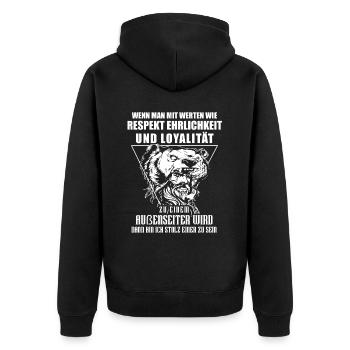 Viking Tshirt Viking Valhalla Valhalla God Odin - Unisex Premium Organic Zip Hoodie - black - Back - Nico (187cm)