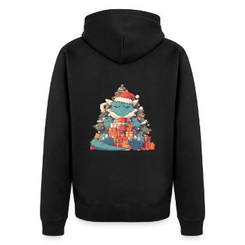 Dragon Christmas Dragon Kids - Unisex Premium Organic Zip Hoodie - black - Back - Nico (187cm)