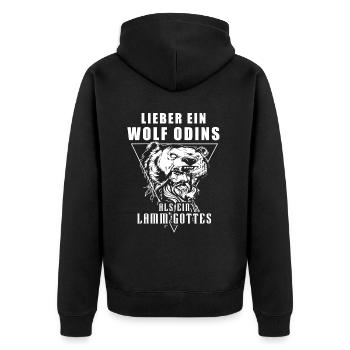 Wikinger Tshirt Viking Valhalla Walhalla Gott Odin - Unisex Premium Bio Zip Hoodie - Schwarz - Hinten - Nico (187cm)
