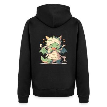 Dragon Mummy Halloween Dragon Kids - Unisex Premium Organic Zip Hoodie - black - Back - Nico (187cm)