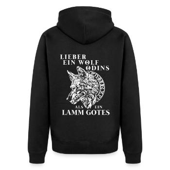 Viking Tshirt Viking Valhalla Valhalla God Odin - Unisex Premium Organic Zip Hoodie - black - Back - Nico (187cm)