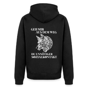 Viking Tshirt Viking Valhalla Valhalla God Odin - Unisex Premium Organic Zip Hoodie - black - Back - Nico (187cm)