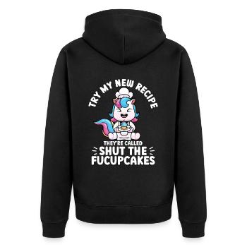 Cupcake Muffin Baking Gift - Unisex Premium Organic Zip Hoodie - black - Back - Nico (187cm)