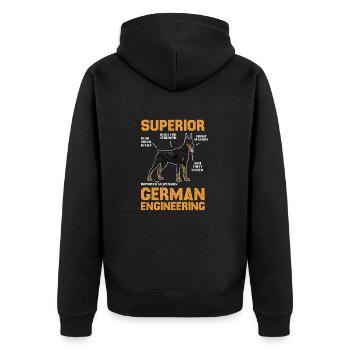 Doberman Dog Dogs Pet Gift - Unisex Premium Organic Zip Hoodie - black - Back - Nico (187cm)