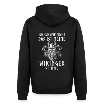 Wikinger Tshirt Viking Valhalla Walhalla Gott Odin - Unisex Premium Bio Zip Hoodie - Schwarz - Hinten - Nico (187cm)
