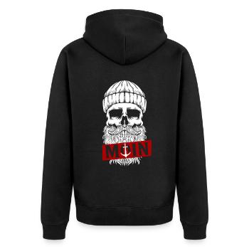 Hamburg Tshirt Herren Damen Moin Hamburch Hafen - Unisex Premium Bio Zip Hoodie - Schwarz - Hinten - Nico (187cm)