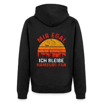 Hamburg Tshirt Herren Damen Moin Hamburch Hafen - Unisex Premium Bio Zip Hoodie - Schwarz - Hinten - Nico (187cm)