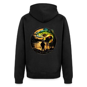 Barsch-Fisch - Unisex Premium Bio Zip Hoodie - Schwarz - Hinten - Nico (187cm)