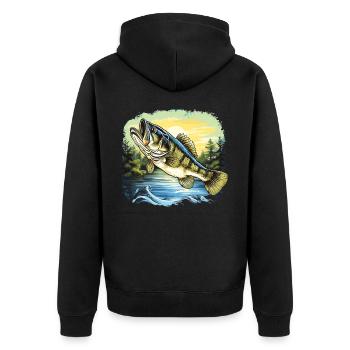 Barsch-Fisch - Unisex Premium Bio Zip Hoodie - Schwarz - Hinten - Nico (187cm)
