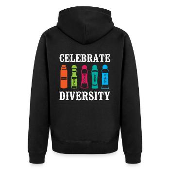 Bingo Player Celebrate Diversity - Unisex Premium Bio Zip Hoodie - Schwarz - Hinten - Nico (187cm)