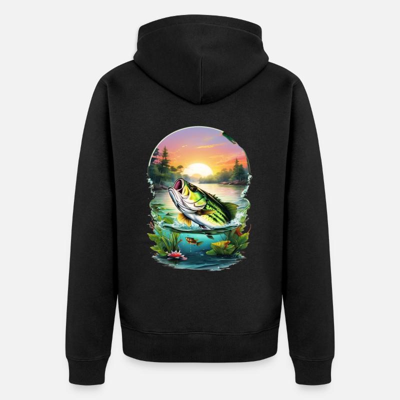 Poisson bar - Veste à capuche bio Premium Unisexe - noir