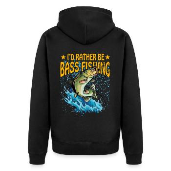 Ich wäre lieber Barschfischen - Unisex Premium Bio Zip Hoodie - Schwarz - Hinten - Nico (187cm)