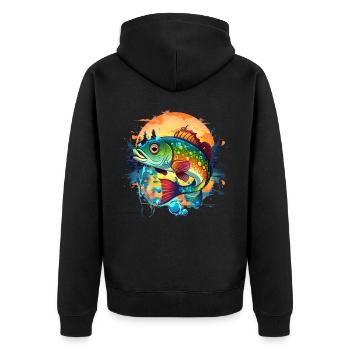 Barsch-Fisch - Unisex Premium Bio Zip Hoodie - Schwarz - Hinten - Nico (187cm)