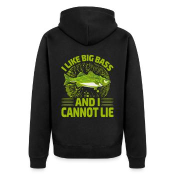 Ich mag Big Bass und kann nicht lügen - Unisex Premium Bio Zip Hoodie - Schwarz - Hinten - Nico (187cm)