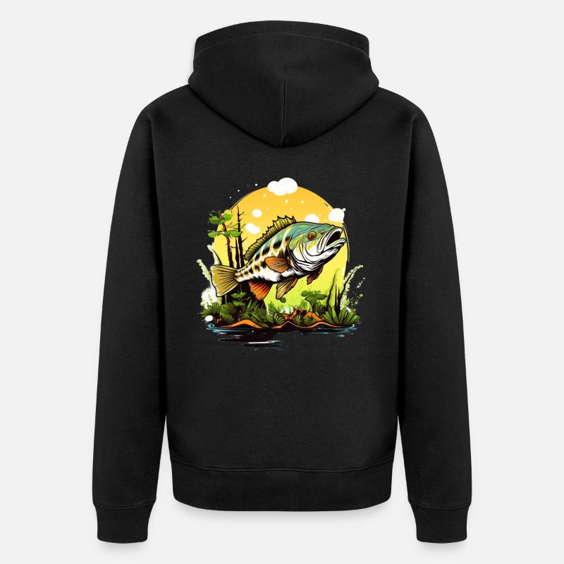 Poisson bar - Veste à capuche bio Premium Unisexe - noir