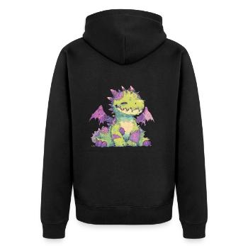 Dragon Halloween Dragon Kids - Unisex Premium Organic Zip Hoodie - black - Back - Nico (187cm)