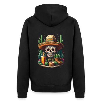 Tequila Drink Skull Cinco De Mayo Mexiko Feiern - Unisex Premium Bio Zip Hoodie - Schwarz - Hinten - Nico (187cm)