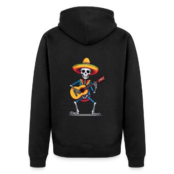 Mexicain Mariachi Squelette Guitare Fiesta - Veste à capuche bio Premium Unisexe - noir - Dos - Nico (187cm)