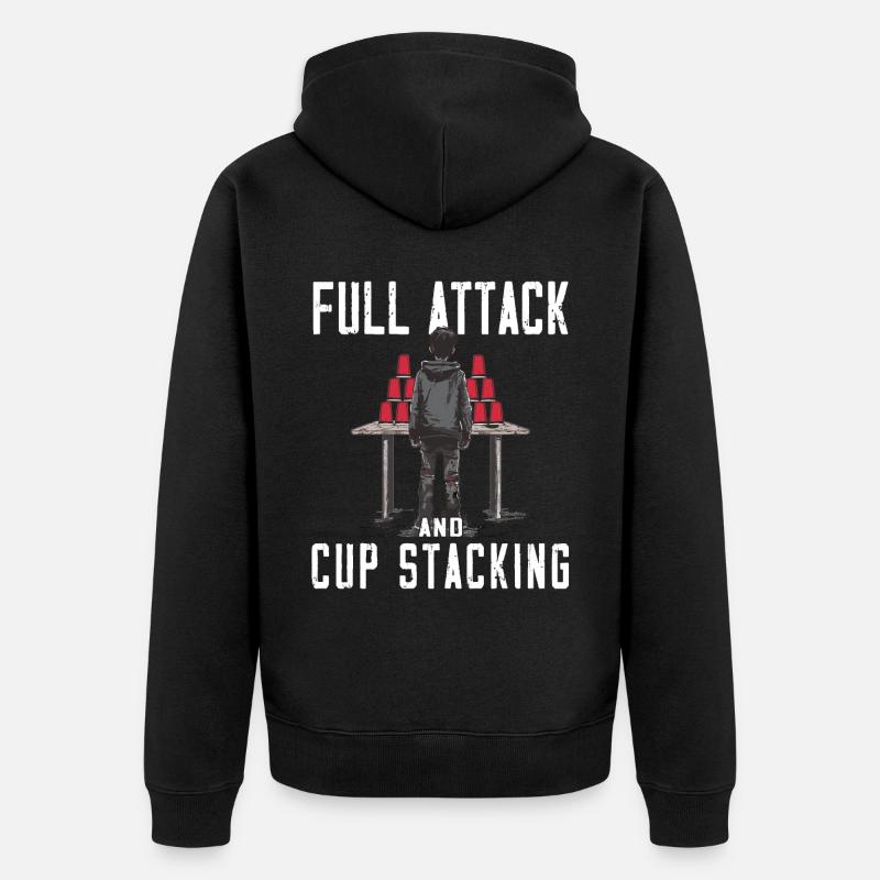 Stapeln Von Bechern Speed Stacker - Unisex Premium Bio Zip Hoodie - Schwarz