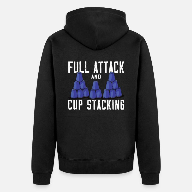 Stapeln Von Bechern Speed Stacker - Unisex Premium Bio Zip Hoodie - Schwarz