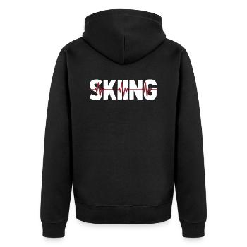 Skifahren Apres Ski Ekg Heartbeat - Unisex Premium Bio Zip Hoodie - Schwarz - Hinten - Nico (187cm)