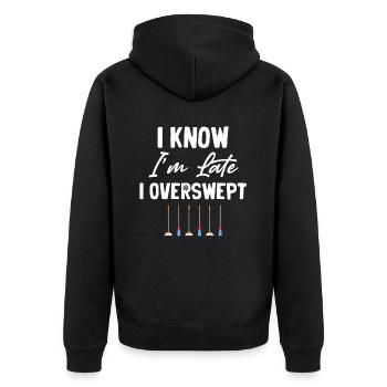 I know I'm late, I've got this - Unisex Premium Organic Zip Hoodie - black - Back - Nico (187cm)