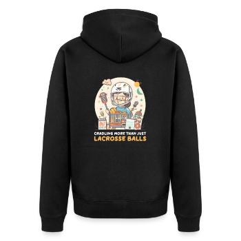 Une maman de crosse berce plus qu’une simple balle de crosse - Veste à capuche bio Premium Unisexe - noir - Dos - Nico (187cm)