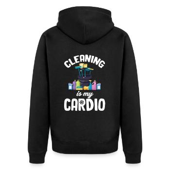 Cleaning Is My Cardio Housekeeper Housemaid - Unisex Premium Organic Zip Hoodie - black - Back - Nico (187cm)