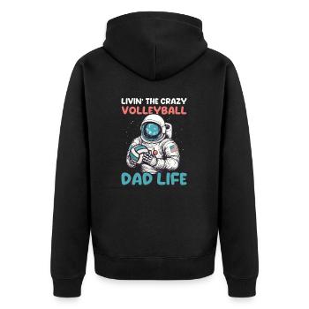 Volley-ball Papa Livin Crazy Volleyball Vie - Veste à capuche bio Premium Unisexe - noir - Dos - Nico (187cm)