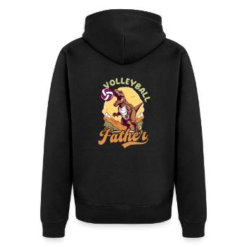 Volleyball Papa Dinosaurier Volleyball Vater - Unisex Premium Bio Zip Hoodie - Schwarz - Hinten - Nico (187cm)