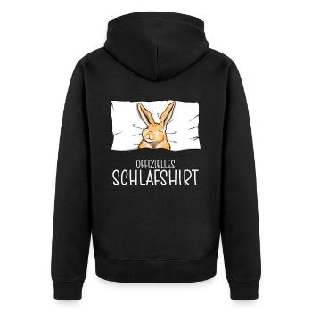 Offizielles Schlafshirt Hase Schlafanzug - Unisex Premium Bio Zip Hoodie - Schwarz - Hinten - Nico (187cm)