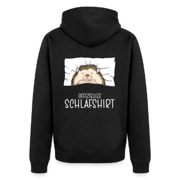 Offizielles Schlafshirt Igel Schlafanzug - Unisex Premium Bio Zip Hoodie - Schwarz - Hinten - Nico (187cm)