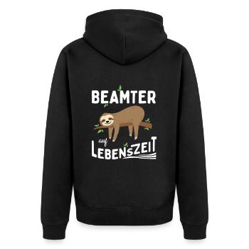 Beamter auf Lebenszeit - Unisex Premium Bio Zip Hoodie - Schwarz - Hinten - Nico (187cm)