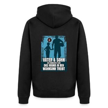Father & Son a Crazy Team Partner Look - Unisex Premium Organic Zip Hoodie - black - Back - Nico (187cm)