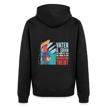 Father & Son a Crazy Team Partner Look - Unisex Premium Organic Zip Hoodie - black - Back - Nico (187cm)